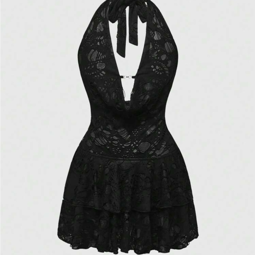 Black short mini dress